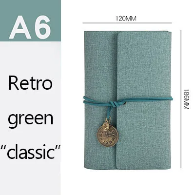 Agenda дневник А6 бумажный кожаный винтажный блокнот 6 колец Органайзер школьный журнал принадлежности Filofax блокнот для путешественников - Цвет: Retro Green  CLASSIC