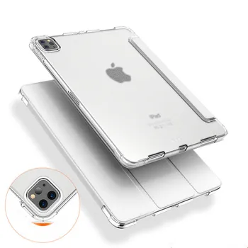 

The Application of iPad Pro11 Protective Case Pen Slot Transparent Soft Cover Four Corners Shatter-resistant Leather Case 10.2 T