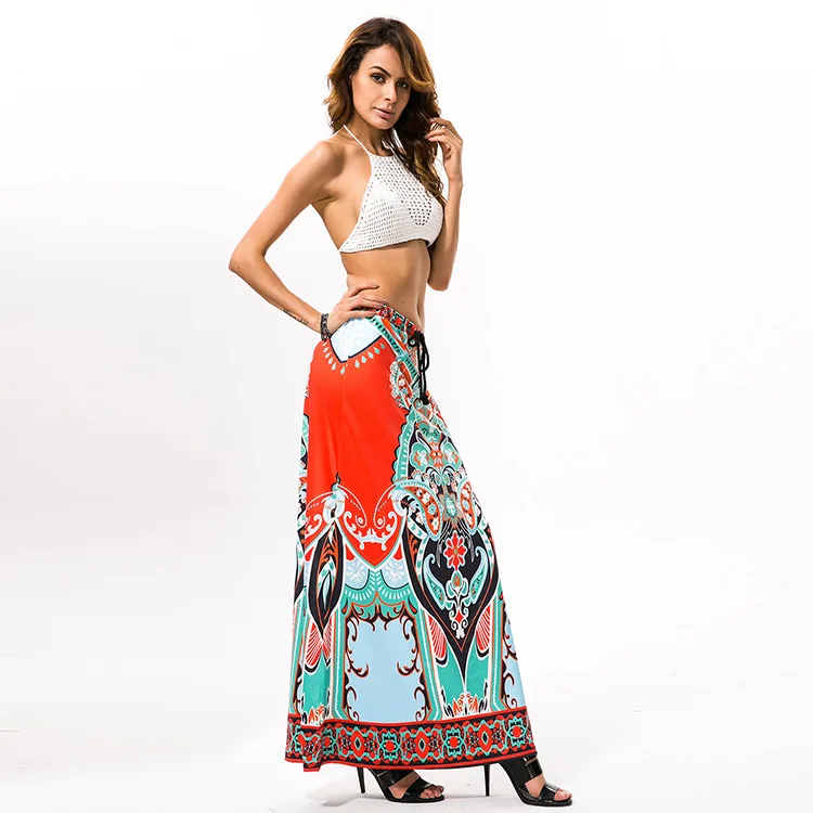 Eaby импортные товары Ozhouzhan Nation Таиланд стиль печатных большой Hemline юбки длинные( стиль в настоящее время доступен