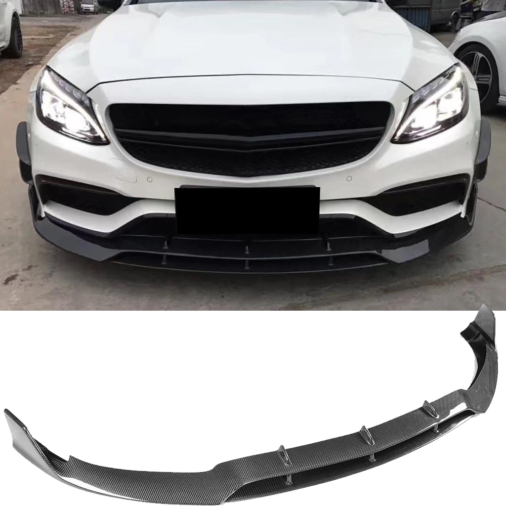 C Class Carbon Fiber Front Bumper Lip Spoiler Kit for Mercedes Benz C205 C63 AMG S Coupe 2 Door Only 15-17 Convertible Front Lip