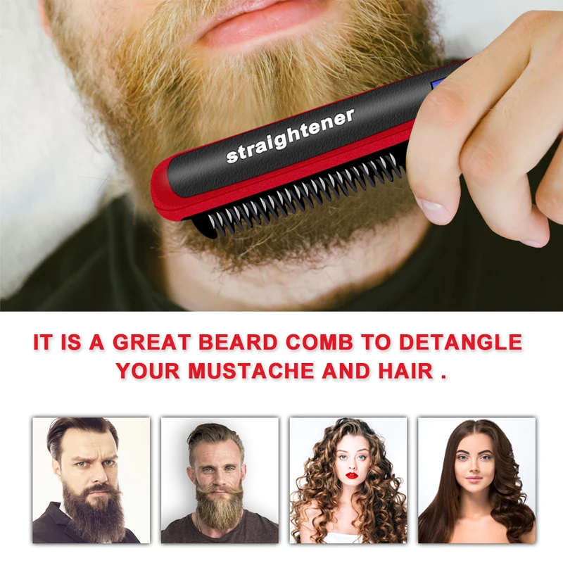 Multifunctional Beard Straightener Quick Styler for Man Hair Beard Straightening Comb escova de cabel Men Accessories barba 3