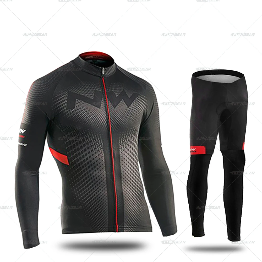 Комплект из Джерси с длинным рукавом для велоспорта, одежда для велоспорта, Зимняя Теплая Флисовая Куртка для триатлона Pro Team, Мужская одежда для верховой езды, MTB, верхняя одежда - Цвет: NORMAL SET