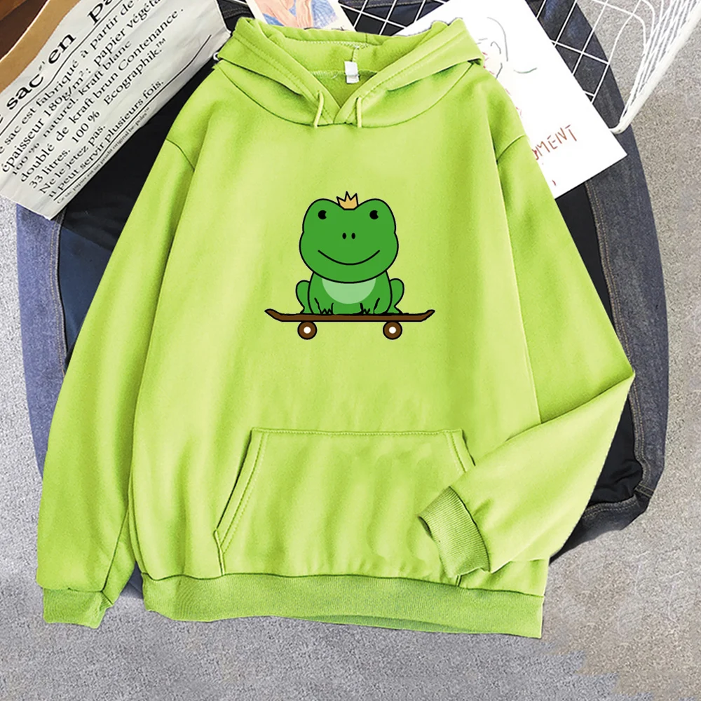 

Skateboard Frog Hoodie Oversized Sweatshirt For Men Women's Hoodies Winter Warm Pullover Drawstring Pullover Clothes Streetwear