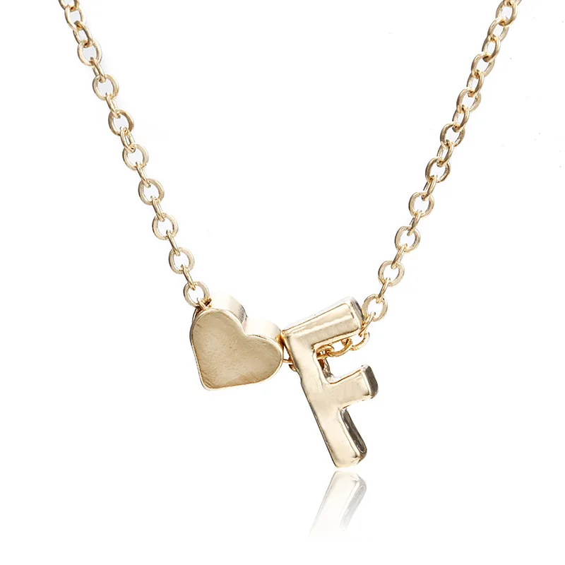26 ожерелье с буквами Начальная мода аксессуары сердца любовь ключицы цепи кулон ожерелье темперамент Джокер я люблю тебя