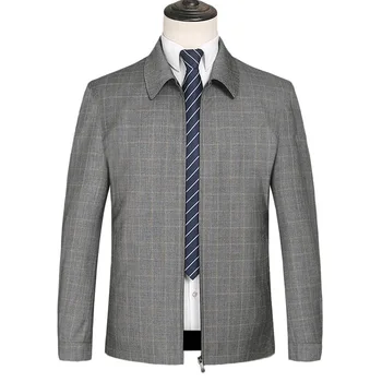 

Autumn Middle-aged And Elderly Jacket Shirt Plus Fat plus Size Lapel Jacket Fat Business Leisure Coat Fat Man Dad Pack