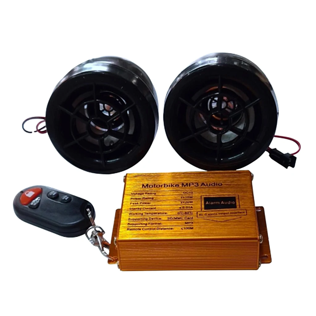 Motorcycle Radio Mp3 Audio FM Player Speaker Scooter Moped USB Alarm System