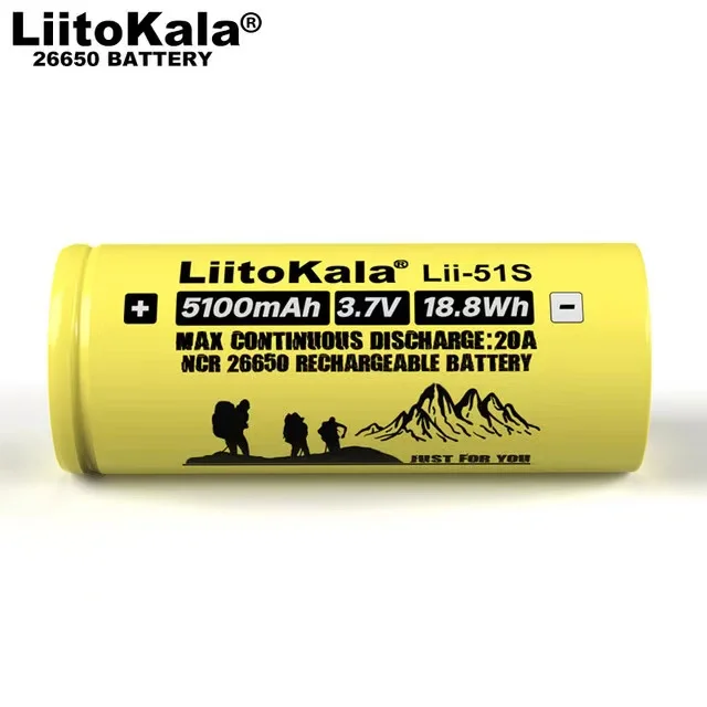 Из 2 предметов. 5100mah. Liitokala Lii-51S 26650 20A литиевая аккумуляторная батарея 26650A 3 7 V 5100mA.