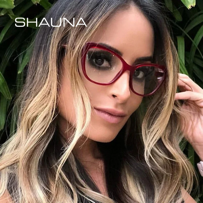 

SHAUNA Woman Cat Eye Myopia Frames Retro Double Colors Eyeglasses Frame UV400