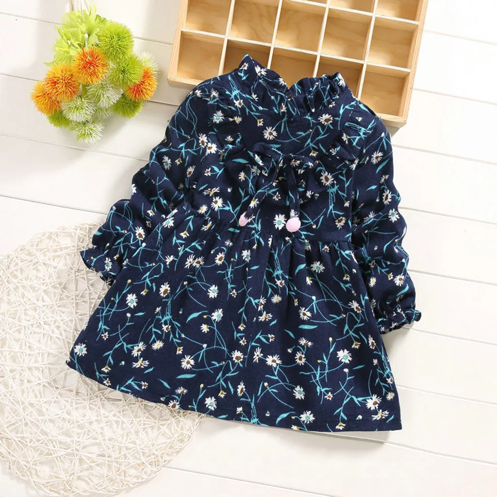 Платье с цветочным рисунком для девочек; Новинка г.; вечерние платья для маленьких девочек в школьном стиле; платье принцессы с отворотом; модная детская одежда