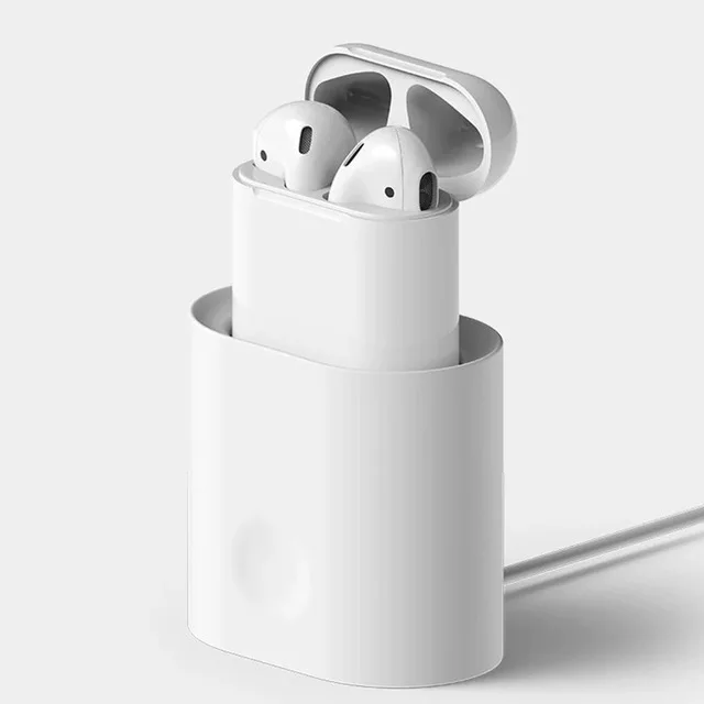 Bluetooth беспроводные наушники Мини Портативная настольная Зарядка для Air Pods ушной Чехол Мягкий силиконовый чехол для наушников для Apple Airpods чехол - Цвет: white