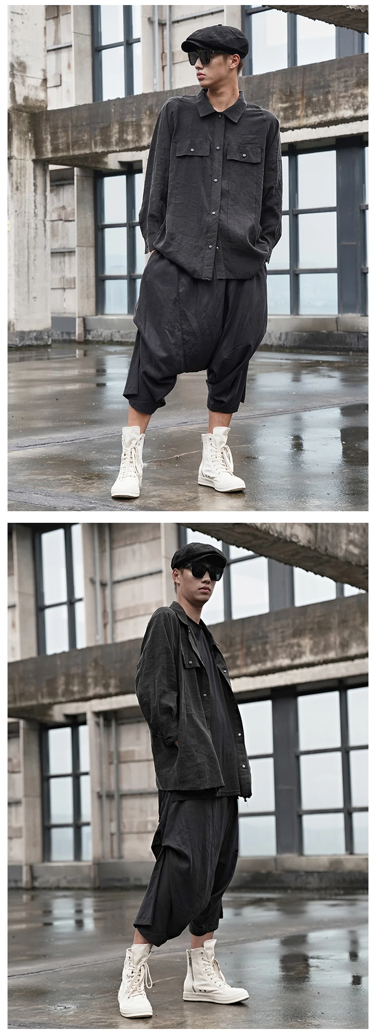 aladdin pants Men's dark new hairstylist personality out of gear pants hip-hop street casual loose - fitting Harlem pants cotton harem pants