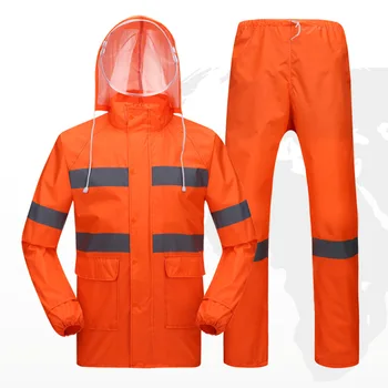 

Reflective Raincoat Rain Pants Suit Split Traffic Warning Road Construction Duty Sanitation Cleaners Raincoat