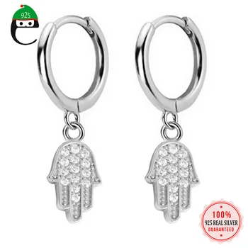 

ElfoPlataSi Authentic Minimalist 925 Sterling Silver Lovely Hand CZ Charm Stud Earring For Women Sterling Silver Jewelry DA688