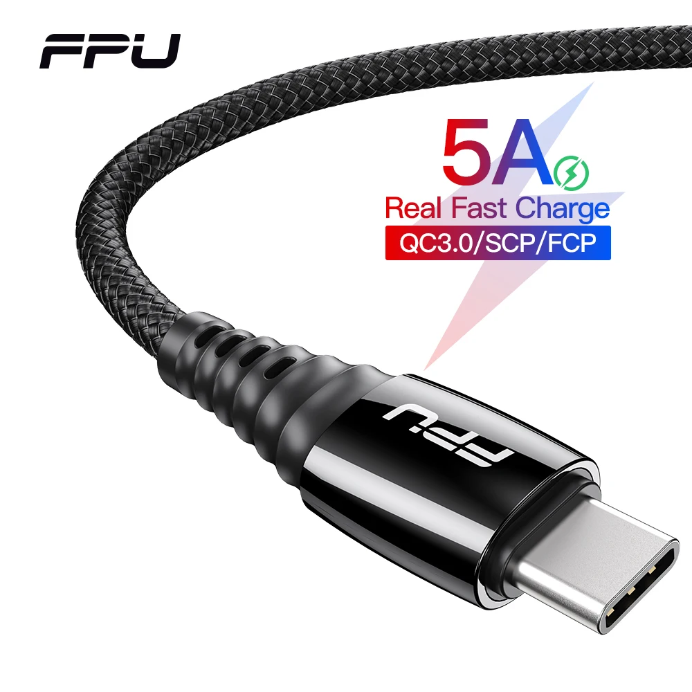 

FPU 5A USB Type C Cable For Samsung S9 S10 USB C Super Fast Charging Cord for Xiaomi Mi 9 Huawei P30 Pro USB-C Type-C Cable Wire