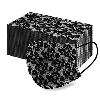 

50pcs Face Mask Unisex Solid Lace Disposable Mask 3-layer Nonwove Mouth Face Windproof Маска Mascarillas Desechables Mascaras