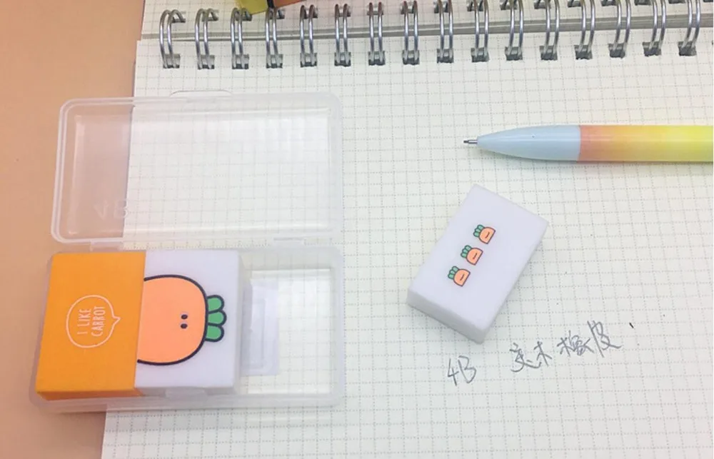 Cartooon carrot 4B карандаш ластик школьные принадлежности резиновый ластик художественный Рисунок резиновый офисный чистящий ластик детский подарок 24 шт./лот