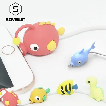 

SOVIWN Cable Organizer PVC Wire Cover Organizer Cute Cartoon 1Pcs Cable Protector USB Charger Cases For IPhone Charger Cable