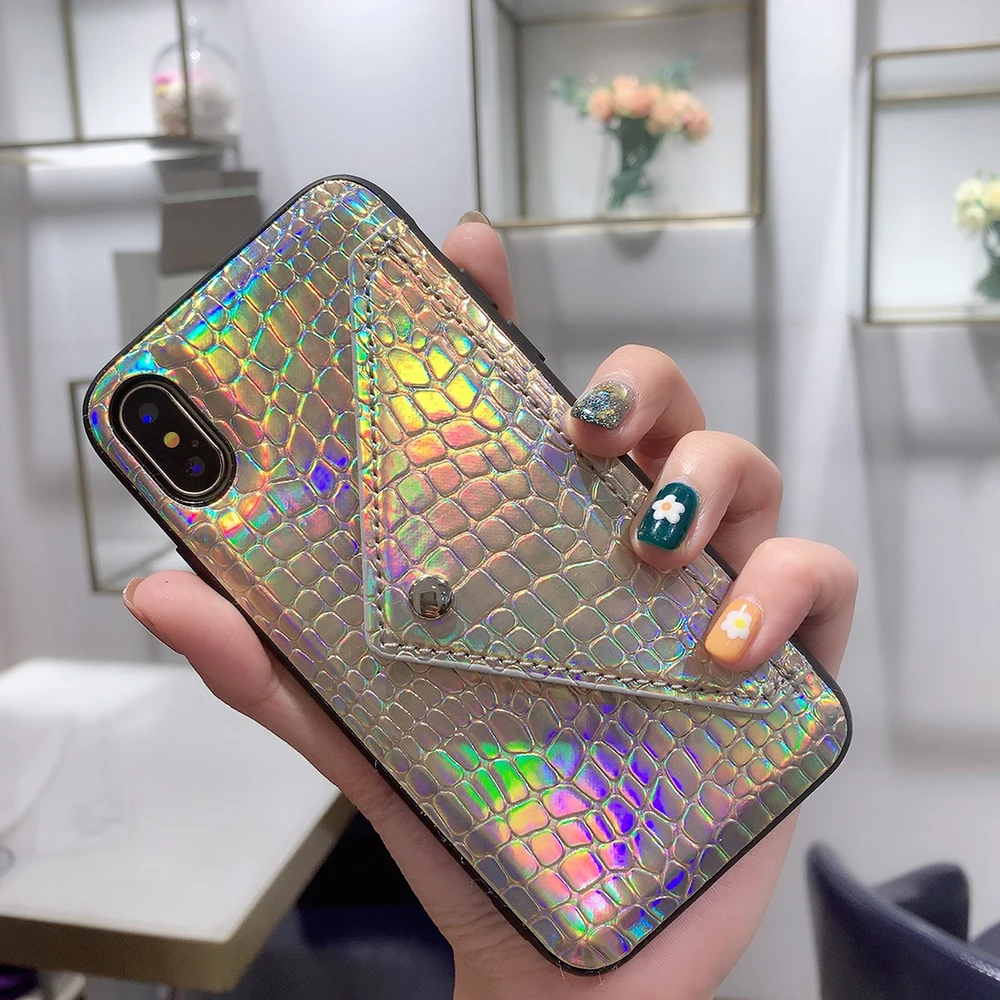 Роскошный кожаный чехол для iPhone 11 Pro Max XS XR X 7 8 с бумажником карт и карманом задней