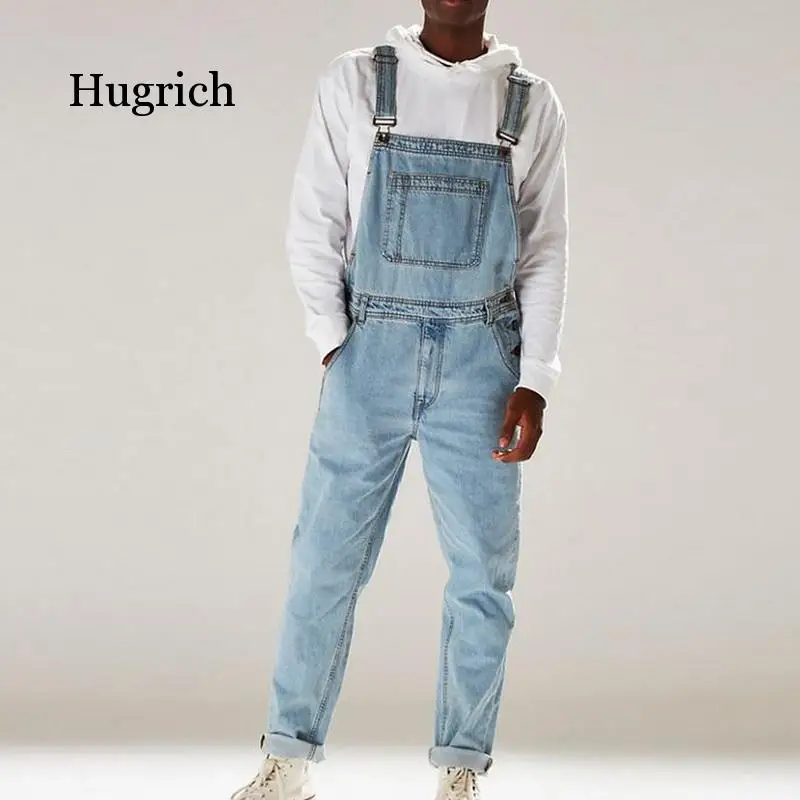 

Autumn Fashion Denim Male Suspender Pants Men's Jeans Jumpsuits High Street Distressed Plus Size S-3Xl