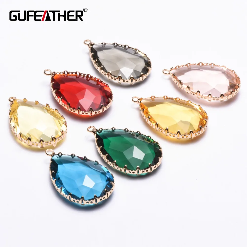GUFEATHER M77, accessoires de bijoux, cuivre, cristal, pièces d'accessoires, faits à la main, breloques, fabrication de bijoux, pendentifs de bricolage, 2 pièces/lot