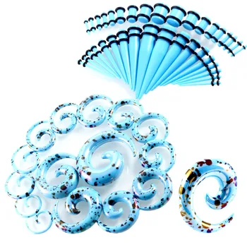 

52PCS Acrylic Snails Ear Gauge Taper And Plug Stretching Kits Flesh Tunnel Expansion Body Piercing Jewelry