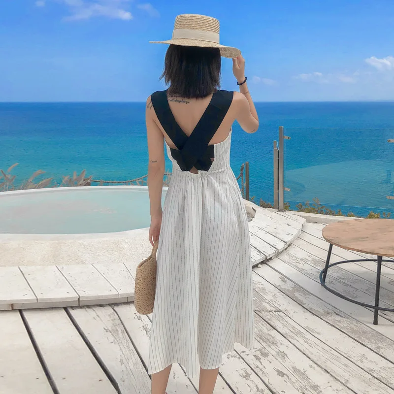 

2019 New Style France Non-mainstream Immortal Sweet Strap Dress Elegant Sexy Fairy Skirt