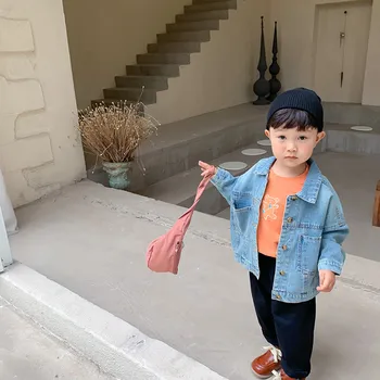 

Autumn handsome boys oversized big pockets denim jackets Baby Boys loose casual long sleeve coats Kids outwears