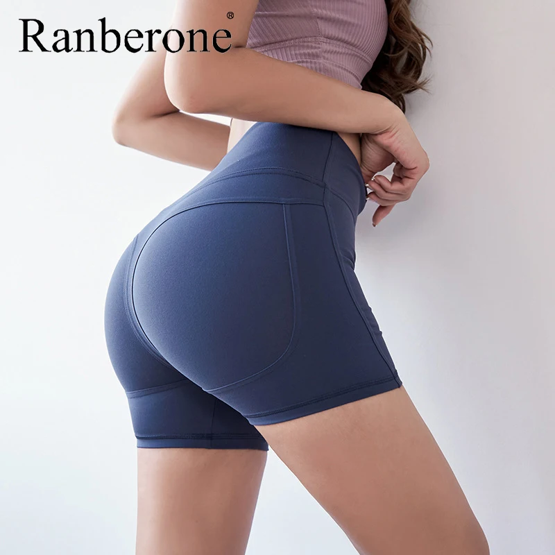 Ranberone 2020 популярные женские шорты для йоги с высокой талией Однотонные