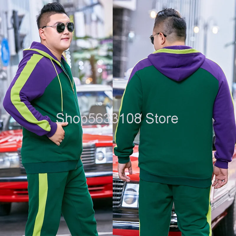 

Men's Cardigan Sweater Zipper Hoodie Loose Leisure Plus Fat Plus Size Sweater Pants Two-piece Set