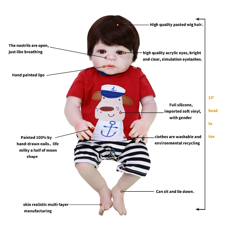KEIUMI куклы Reborn Baby Toy 23 ''57 см полный силиконовый корпус виниловая Реалистичная Детская кукла мальчик игрушка в Sao Paulo дети подарок на день рождения