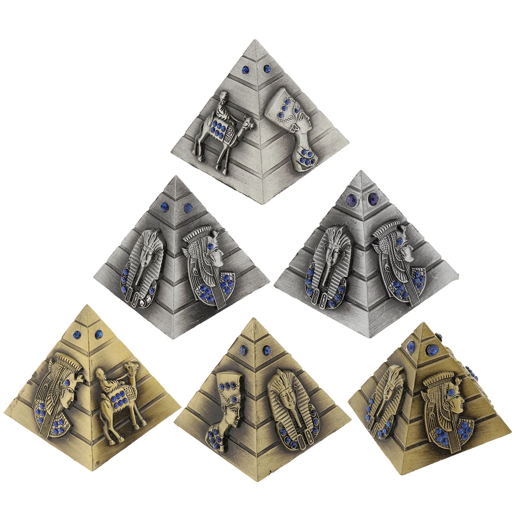 Vintage Metal Egyptian Pyramids Building Model Pyramid Statues Home Desktop Decoration Office Cafe Ornaments Travelling Souvenir