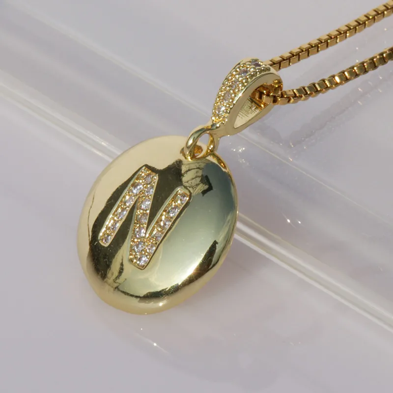 Модное золотое ожерелье с надписью для девочек, 26 букв, Очаровательное ожерелье, s CZ подвески, ювелирное изделие, персонализированное имя, ожерелье - Окраска металла: N