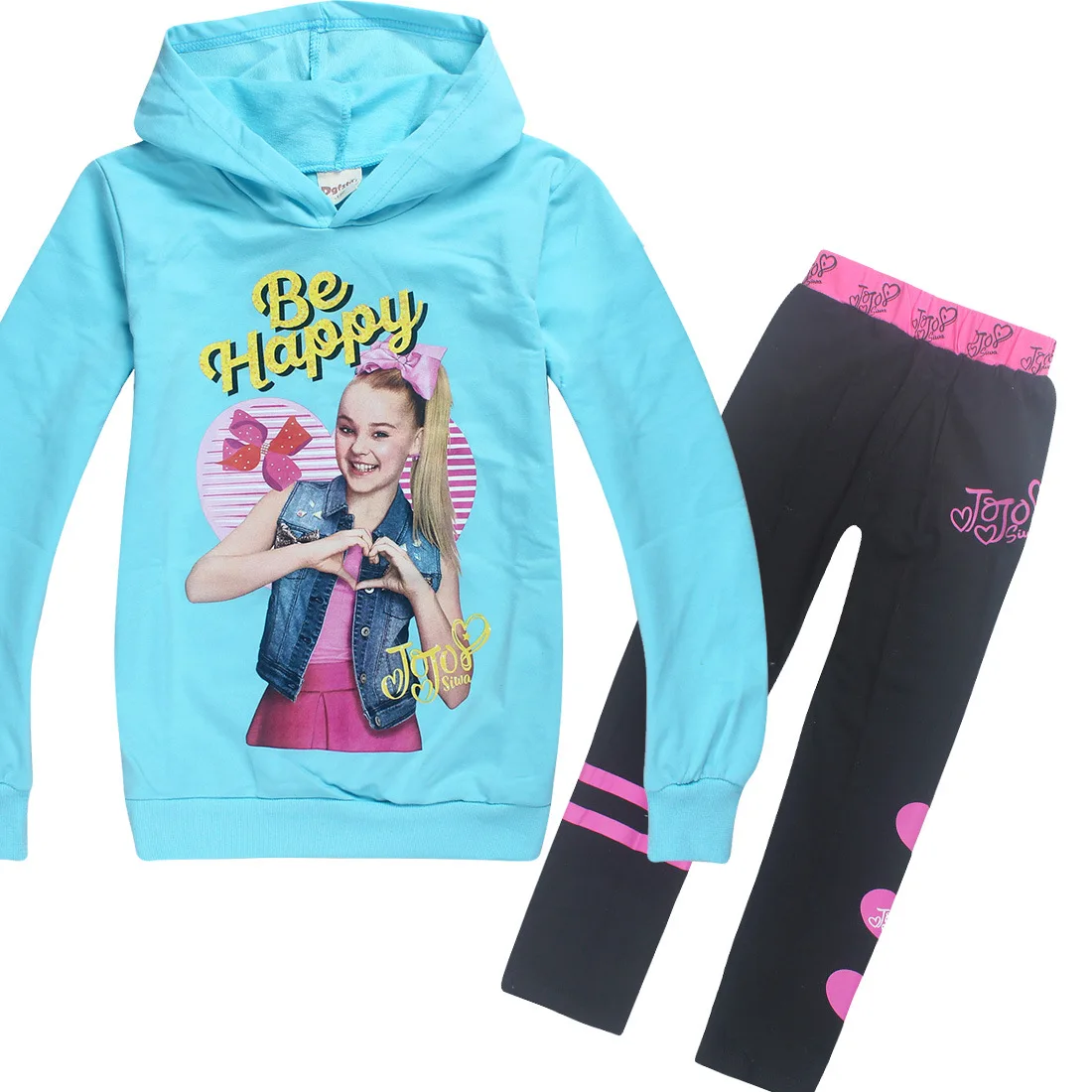 blue-0756set Одежда для маленьких девочек JOJO Сива комплекты для малышей Зимняя одежда на молнии с длинными рукавами, комплект(футболка и штаны), Jojo Siwa 2 шт. одежда для подростков, девочек - Цвет: blue-0756set