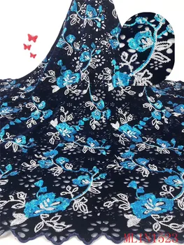 

Beautifical Nigerian lace fabrics Latest beautiful sequins embroidery lace fabric 5yards tulle lace sequins flowers ML1N1523