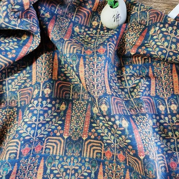 

Handmade DIY fabric pure linen jacquard cut flower craft long skirt home cloth special fabric