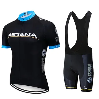 

2020 ASTANA Pro eam Summer Cycling Jersey Set Cycling Clothes Breathable Men Short Sleeve Shirt Exercise Bike Shorts 20D Gel Pad