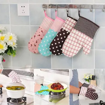 

1Pc Cotton Microwave Oven Mitts Kitchen Gloves Anti-scalding Gloves Heat Resistant Thicken Glove Bakeware Kitchen Baking Tools
