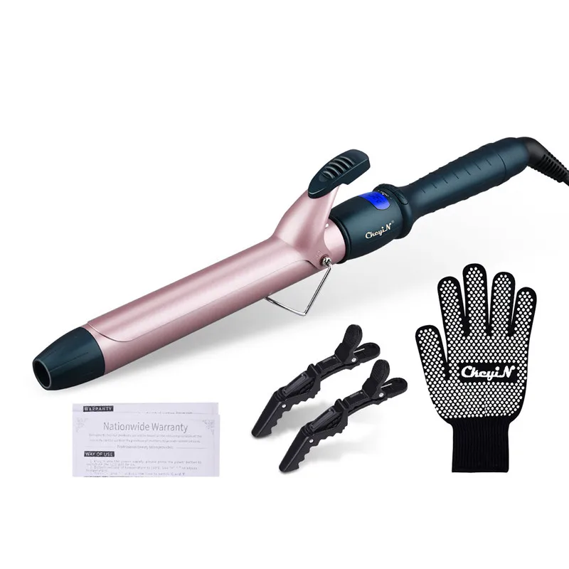 Modelador de Cabelo Ckeyin Cerâmica Elétrica Curling Ferro Lcd Digital Rápido Aquecimento Wand Waver Rolos Curl Cabelo Estilor 25-38mm 1 aquecimento rápido varinha de ondulação rolos curl hair styler