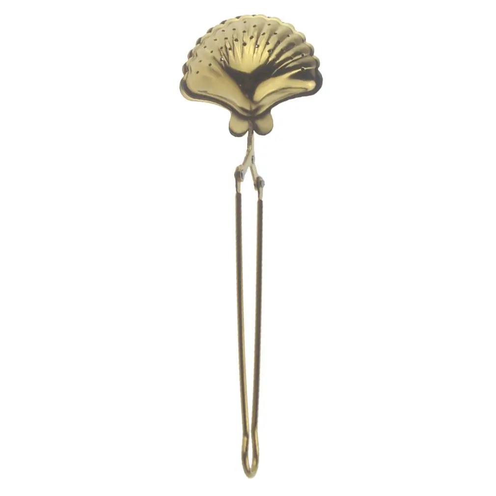 Scallop shape 6 стилей сетчатый ситечко для чая, ручка из нержавеющей стали, чайный шар, кухонный гаджет, кофейный чайный пакетик, фильтр для специй, диффузор для заварки чая - Цвет: Scallop shape
