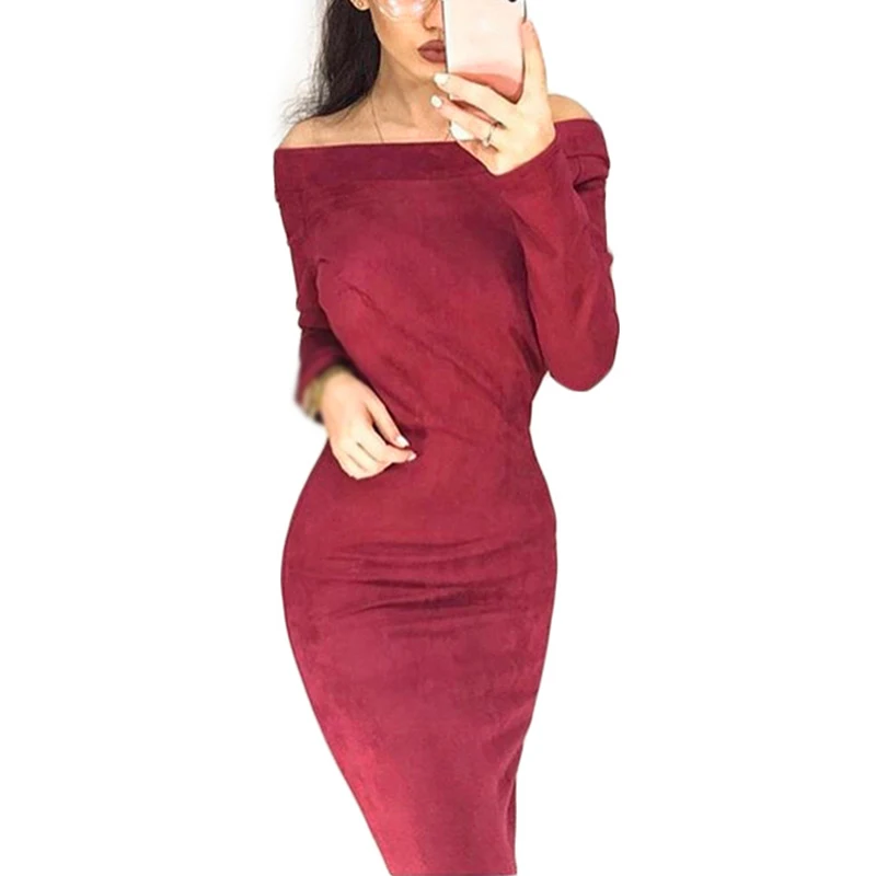 Для женщин тонкий BodycoDress однотонные Цвет с длинным рукавом пикантный для