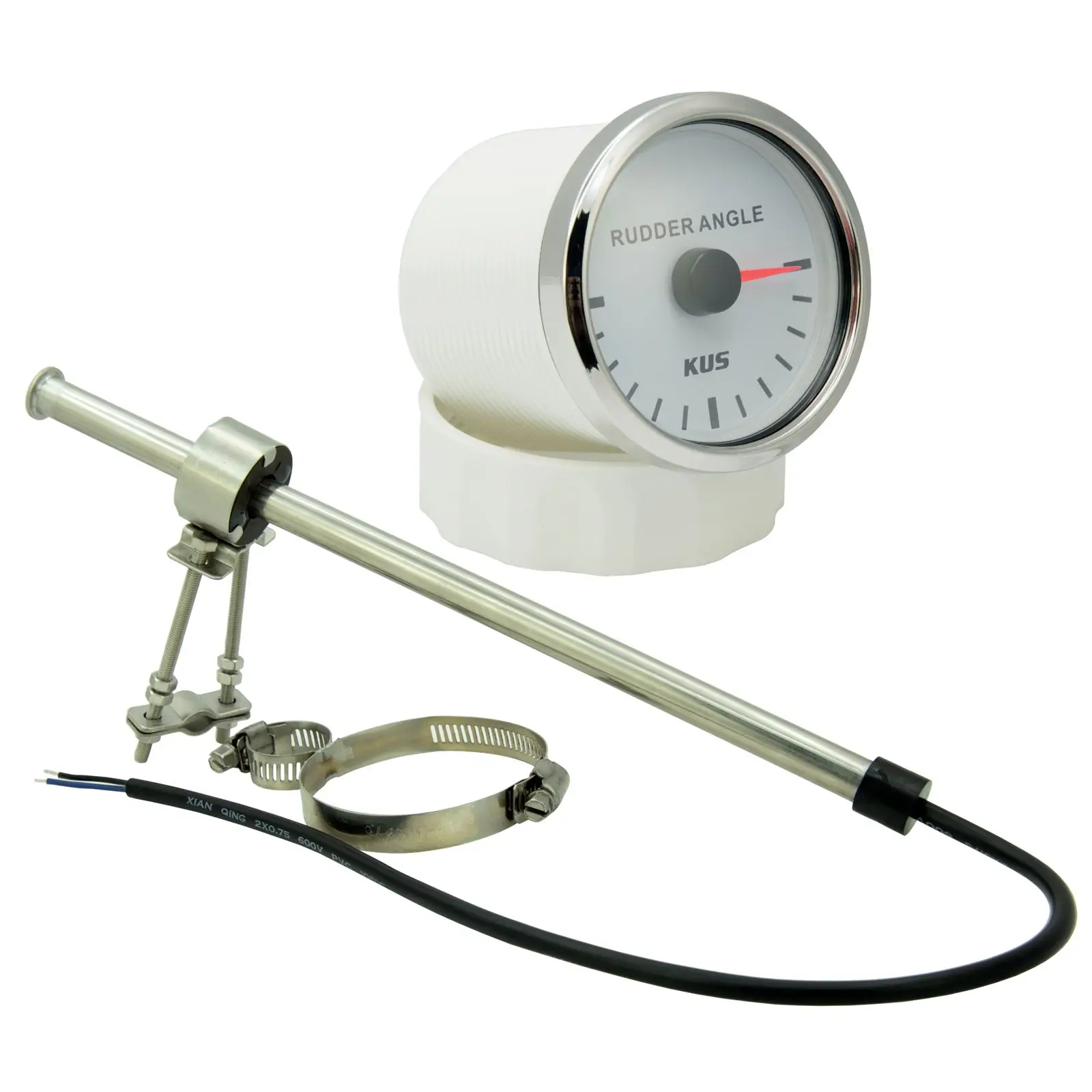KUS 52mm Boat Rudder Angle Gauge Indicator 87-900ohms With Marine JSM4480 Rudder Angle Sensor