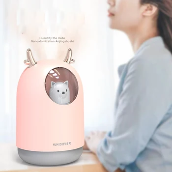 

300ml USB Electric Aroma air diffuser wood grain Ultrasonic air humidifier cool mist maker with 7 colors lights for home
