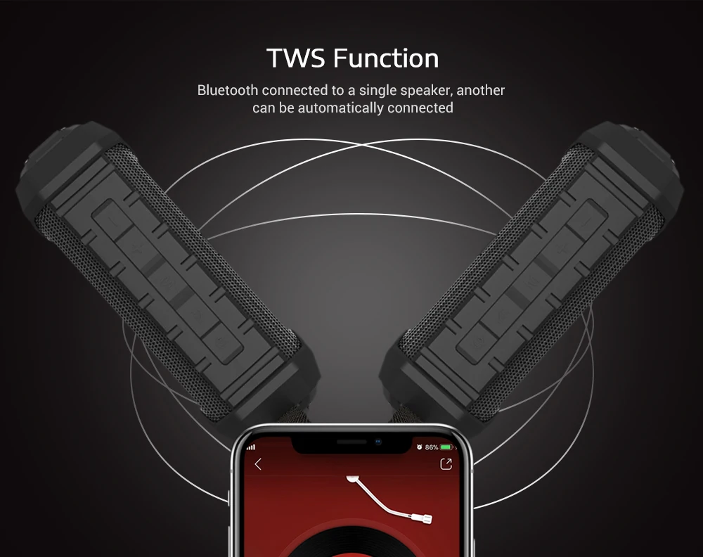 Открытый беспроводной Bluetooth стерео динамик сабвуфер звук поддержка TWS Функция Спортивная колонка
