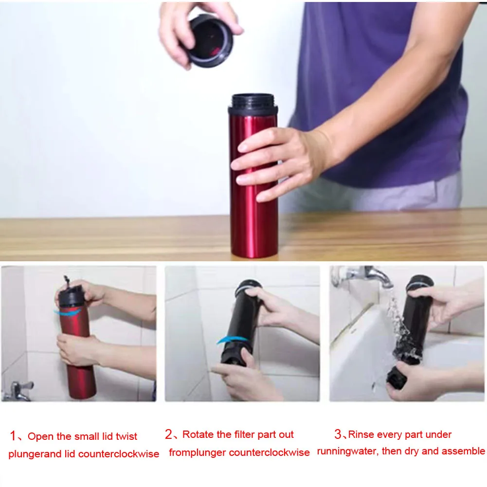 360ml Insulated Drinking Stainless Steel With Filter Multifunction Coffee Vacuum Flask Hiking Heat Preservation Tea Cup Office