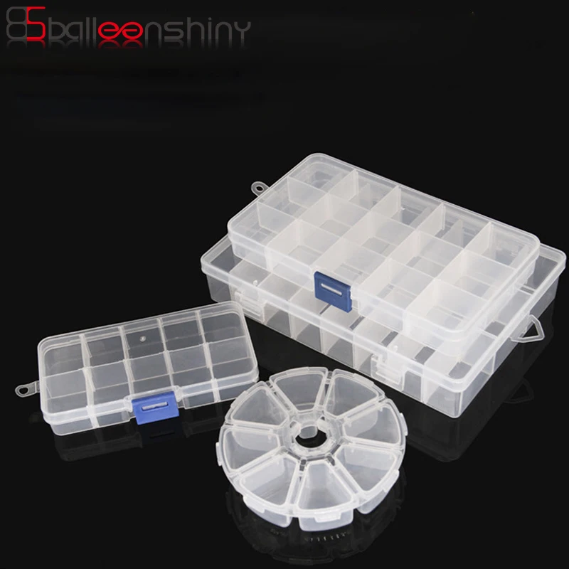 

BalleenShiny 8-36 Grids Storage Box Adjustable Transparent Jewelry Earrings Coin Neaten Organizer Household Portable Container