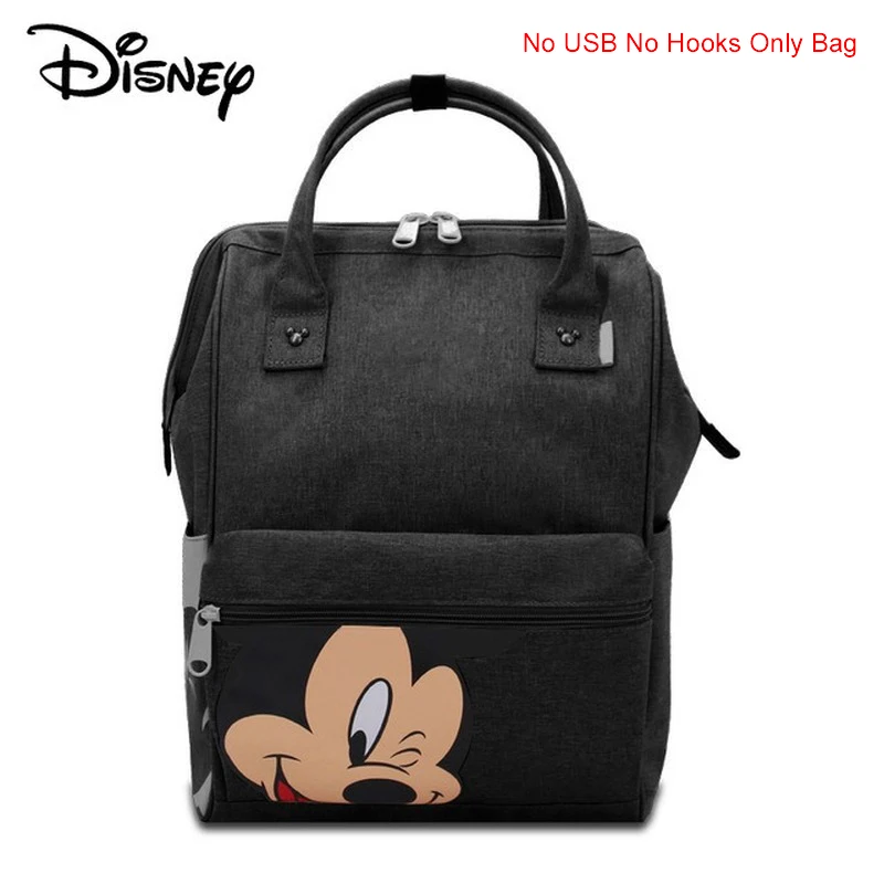 Сумки для мам Дисней для ухода за ребенком, сумка для подгузников для мам, большая дорожная сумка для мам, настоящий рюкзак для путешествий с Микки Маусом Дисней - Цвет: black