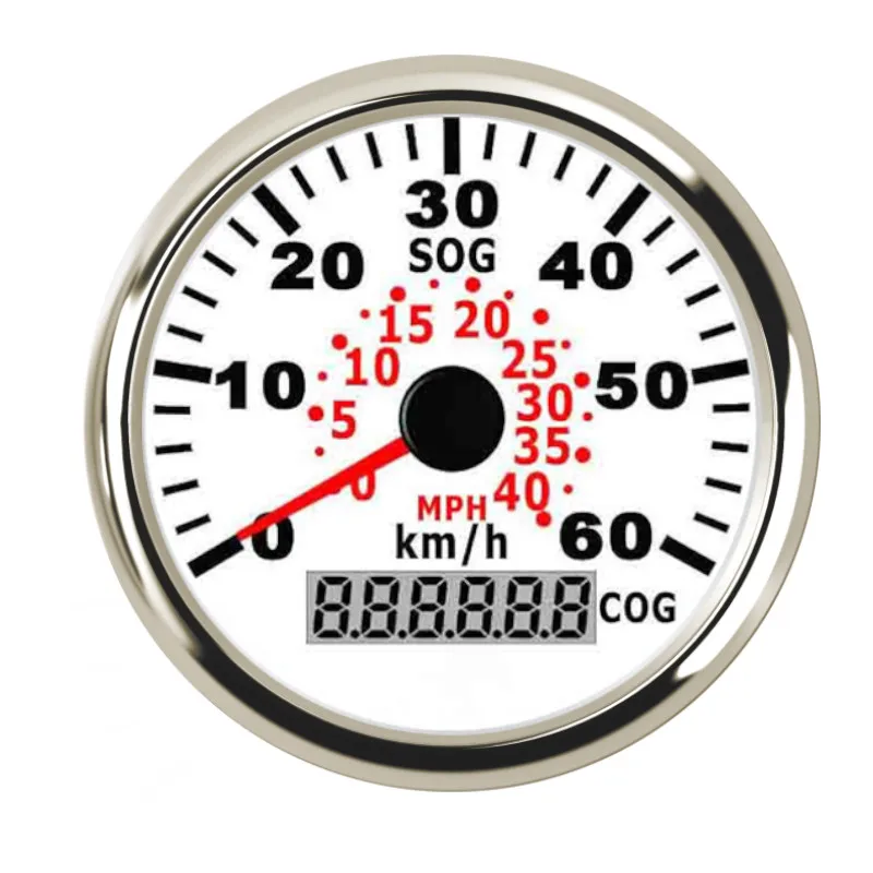85 мм 60KMH gps измеритель скорости одометр IP67 Водонепроницаемый измеритель скорости 120KMH с красной подсветкой для автомобиля грузовик 12 В 24 В - Цвет: 60kmh White Silver