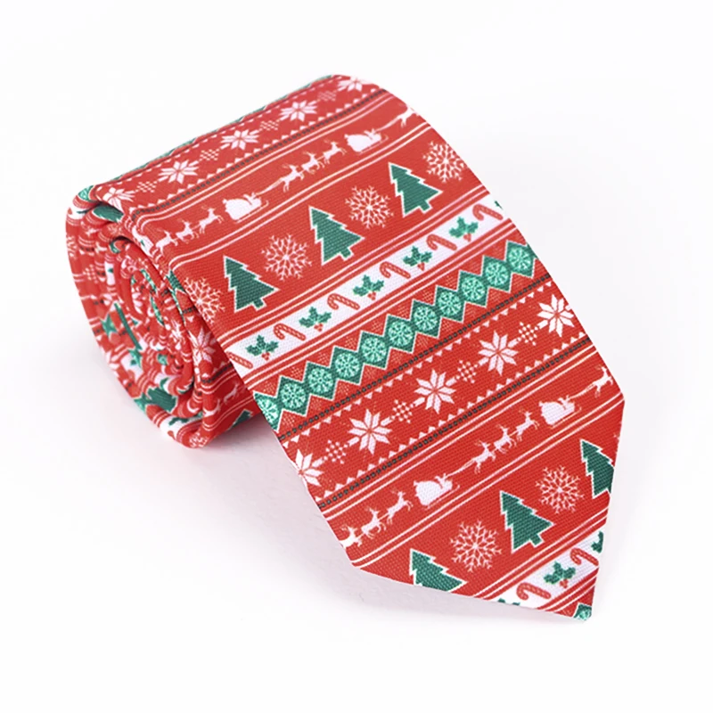 Рождественский мужской модный Повседневный галстук из полиэстера с принтом в виде снежинок для мужчин, профессиональный галстук с узором 8 см,, новинка