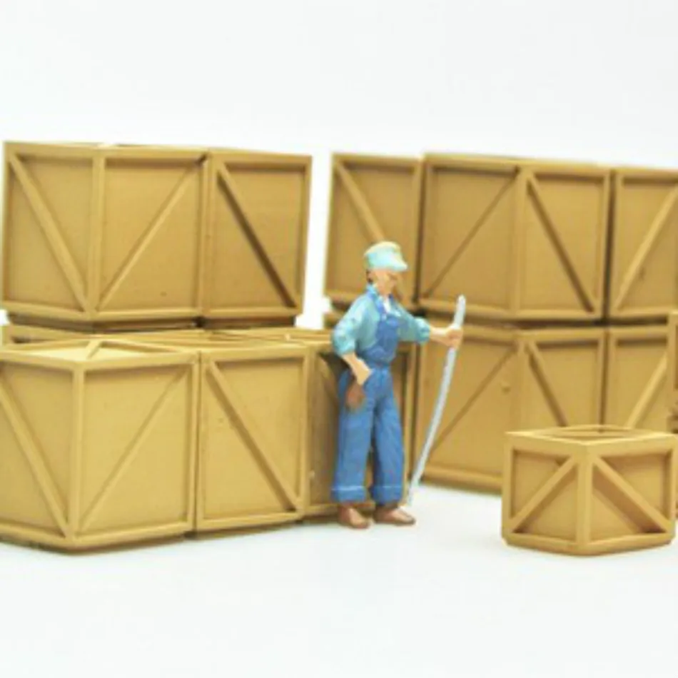 10 шт. игрушки Хо 1: 87 модель моделирования грузовой ящик деревянная рама коробка грузовой поезд модель сцены станция рельсы сторона украшения коллекция