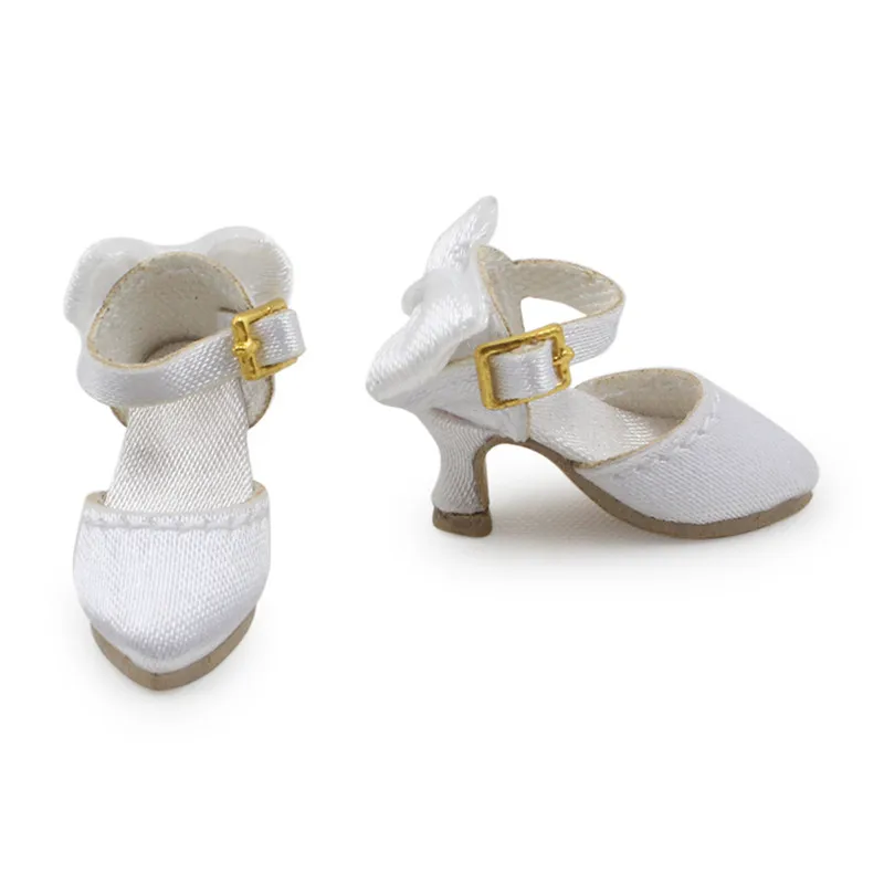 Обувь ручной работы для куклы 30 см Blyth обувь на высоком каблуке шелк подходит для шарнирных кукол, Licca, Azone, 1/8 BJD кукла фабрика аксессуары для кукол - Цвет: Белый